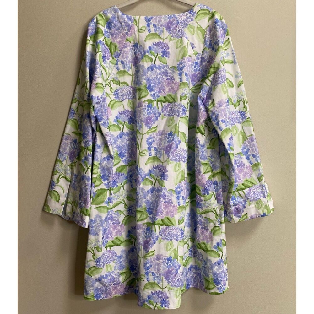 Hill House Blue Hydrangea Print The Artemis Bell Sleeve Shift Dress Size Large - Picture 11 of 16